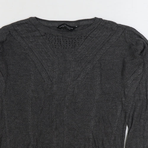 Dorothy Perkins Womens Grey Acrylic Basic T-Shirt Size 6 Round Neck