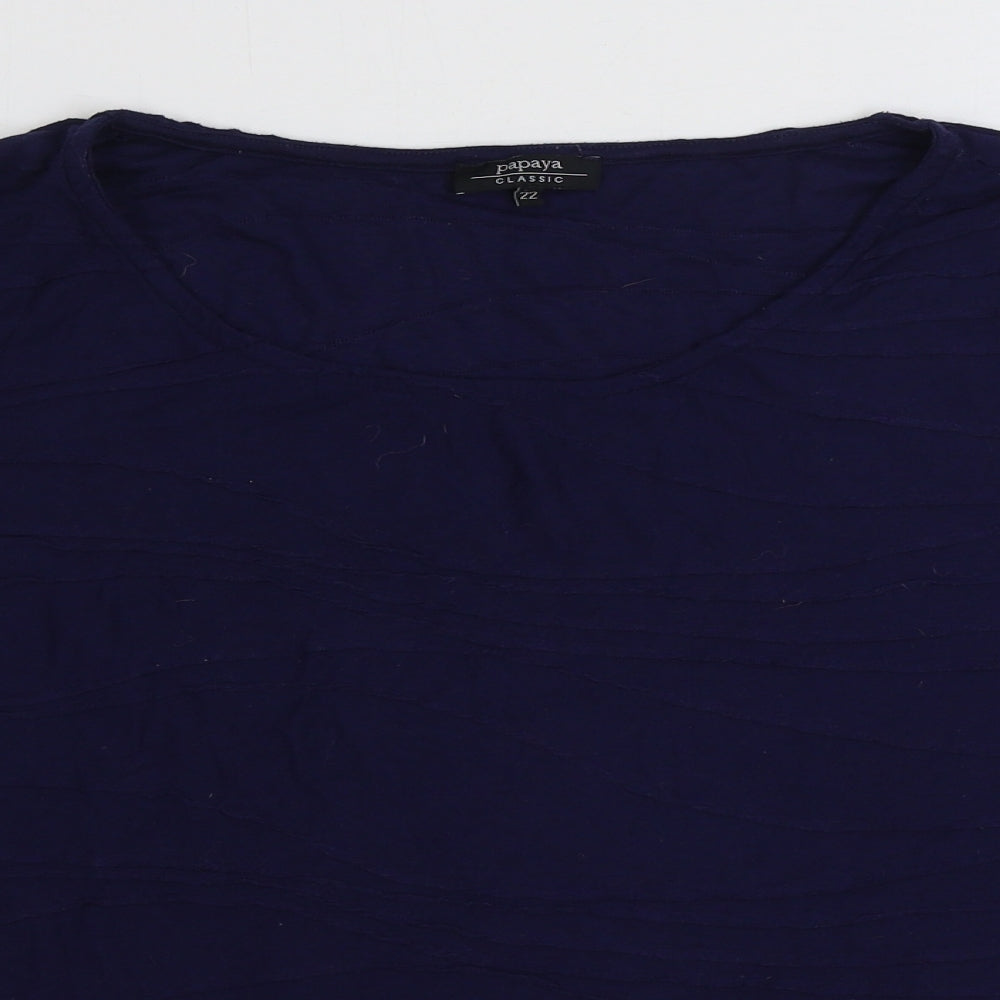 Papaya Womens Blue Polyester Basic T-Shirt Size 22 Boat Neck