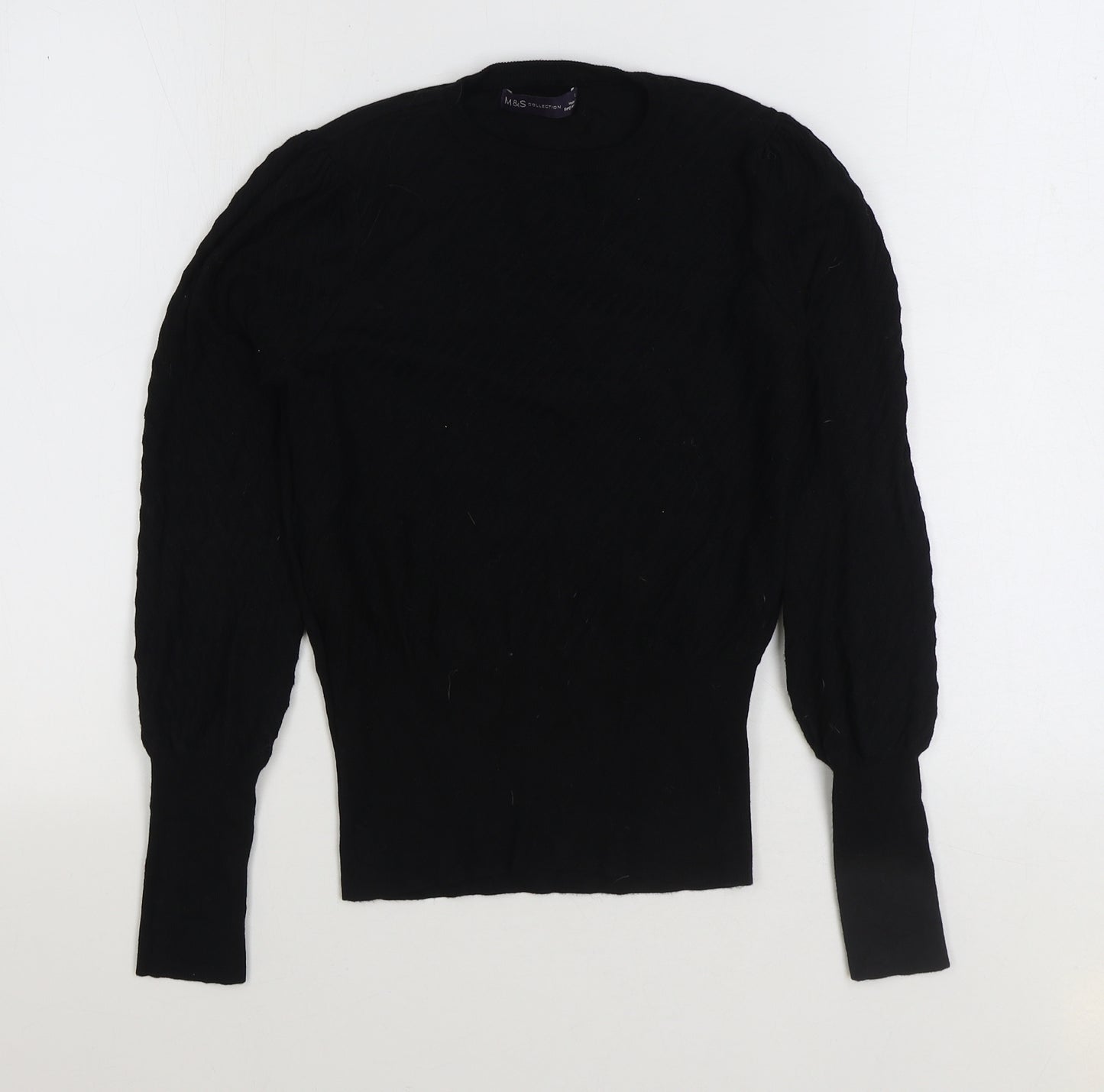 Marks and Spencer Womens Black Round Neck Viscose Pullover Jumper Size 8