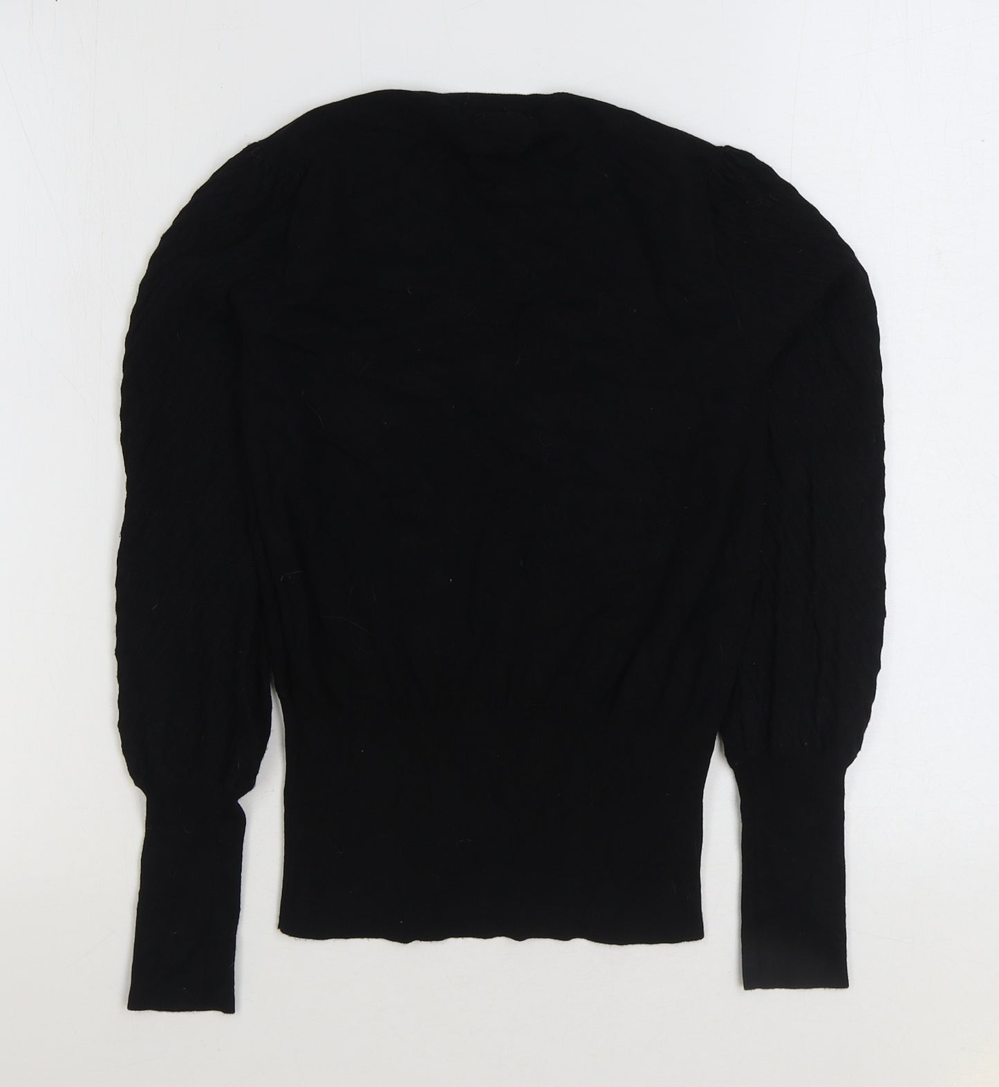 Marks and Spencer Womens Black Round Neck Viscose Pullover Jumper Size 8