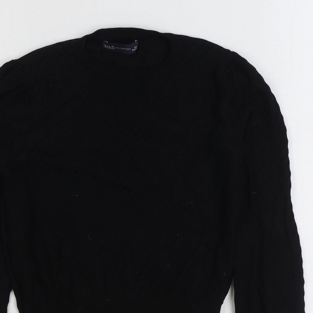Marks and Spencer Womens Black Round Neck Viscose Pullover Jumper Size 8