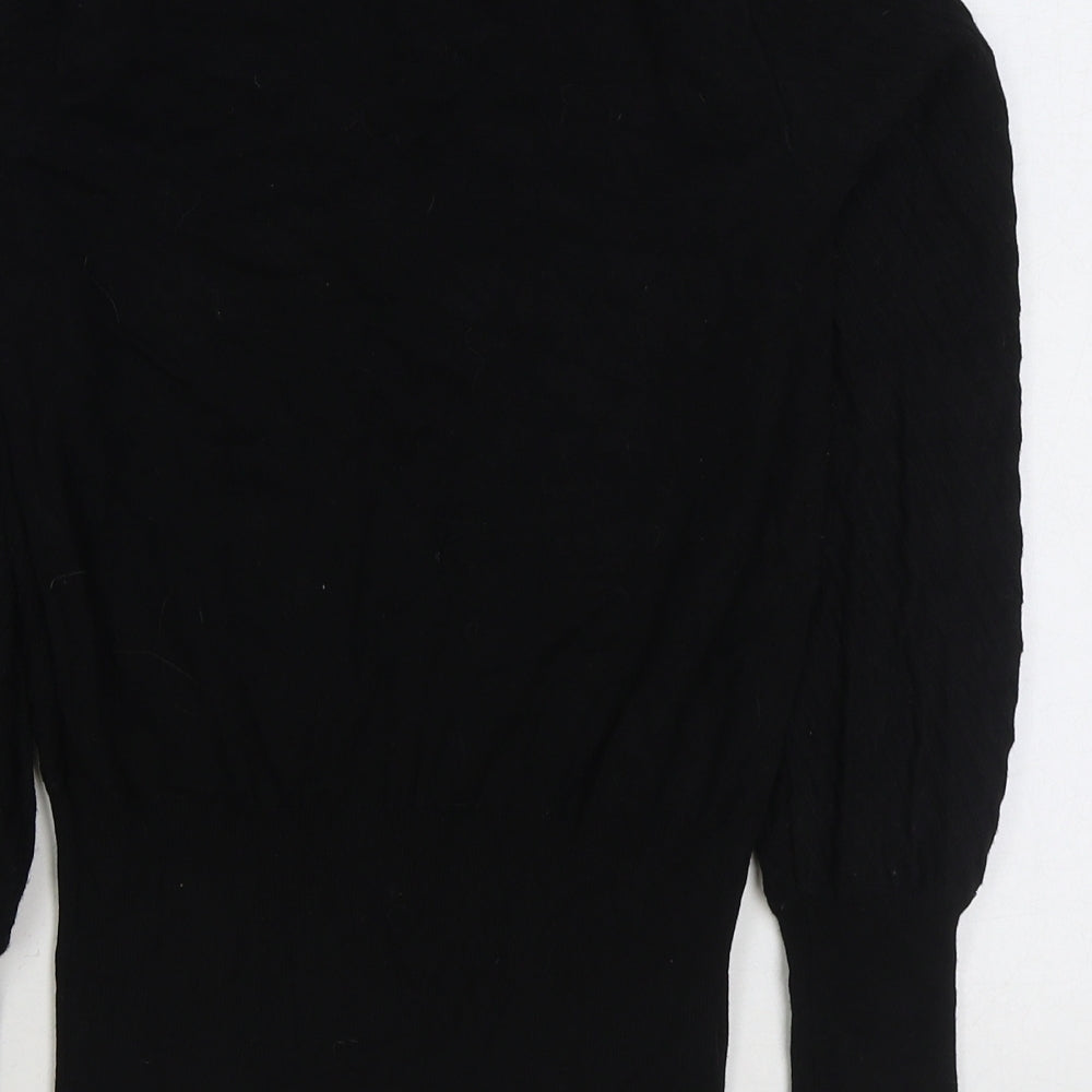 Marks and Spencer Womens Black Round Neck Viscose Pullover Jumper Size 8