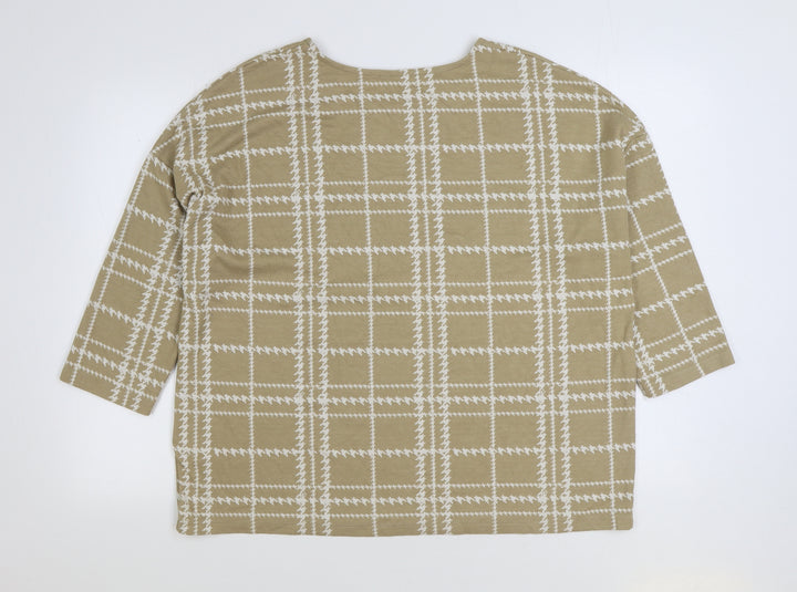 TU Womens Brown Plaid Polyester Pullover Sweatshirt Size 20 Pullover