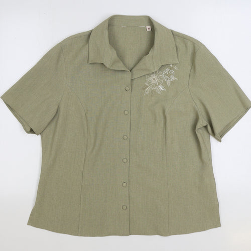 EWM Womens Beige Polyester Basic Button-Up Size 16 Collared