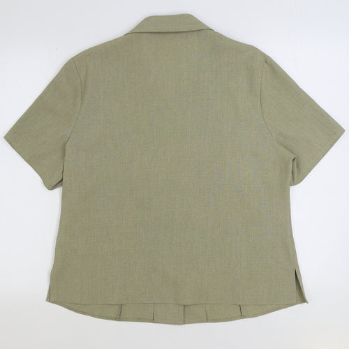 EWM Womens Beige Polyester Basic Button-Up Size 16 Collared