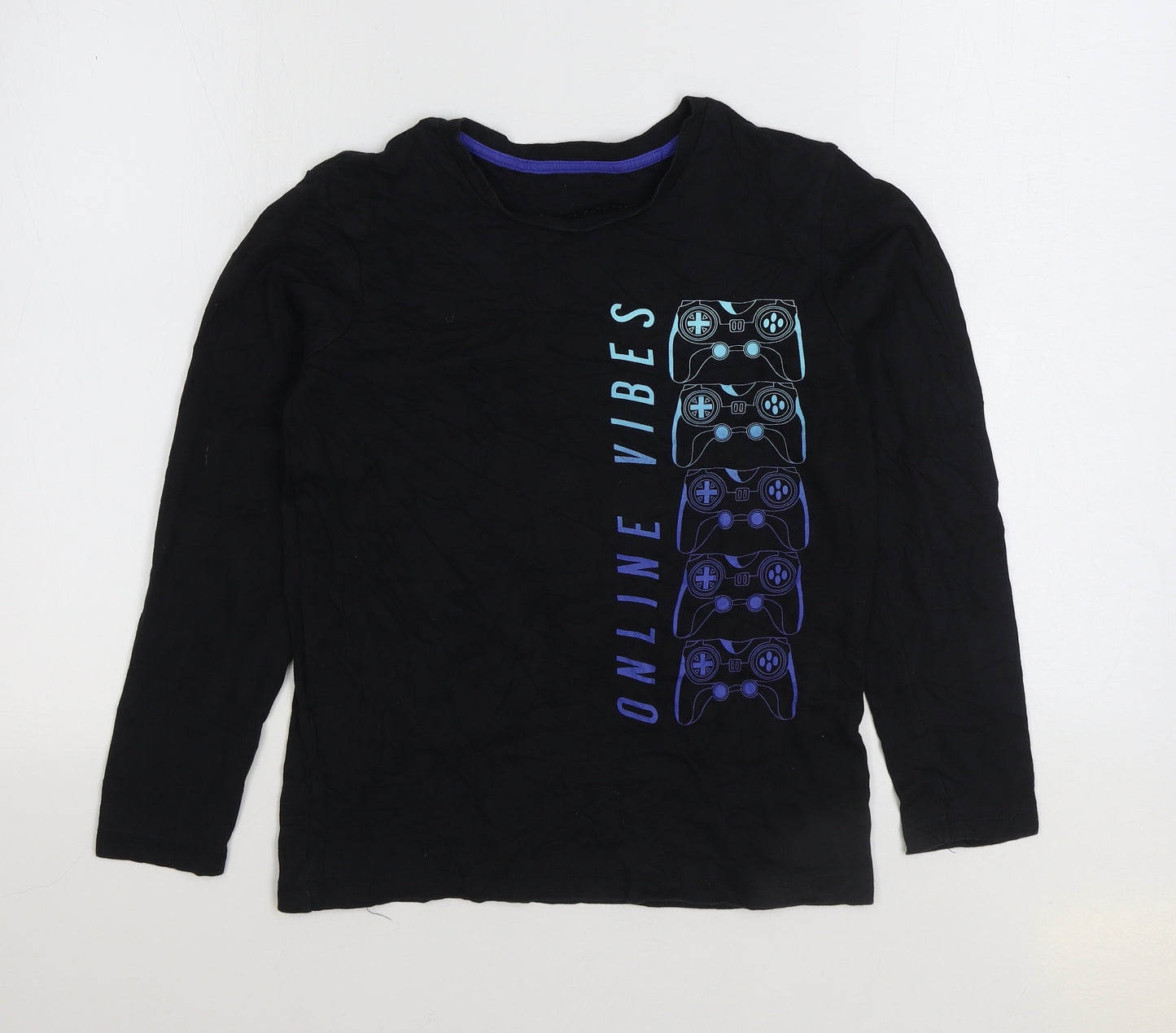 George Boys Black Cotton Basic T-Shirt Size 12-13 Years Round Neck Pullover - Online Vibes