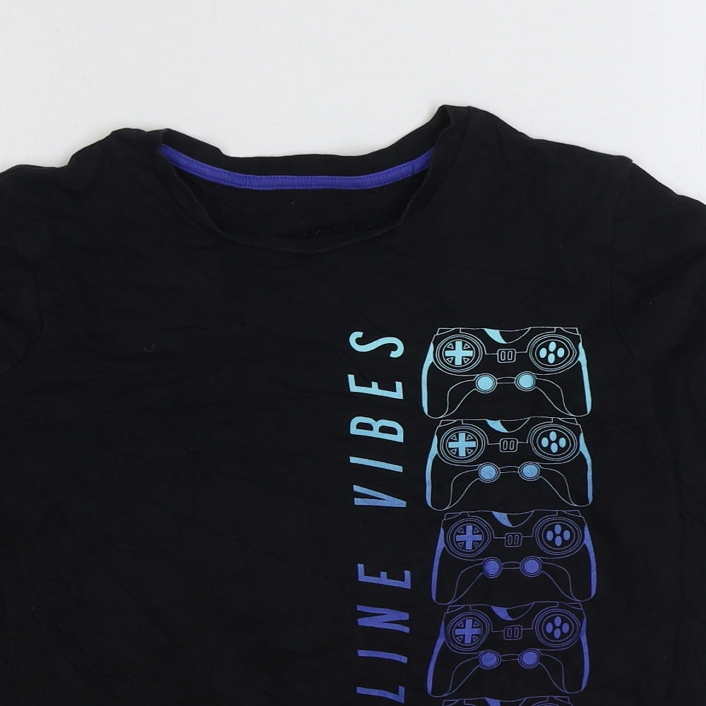 George Boys Black Cotton Basic T-Shirt Size 12-13 Years Round Neck Pullover - Online Vibes
