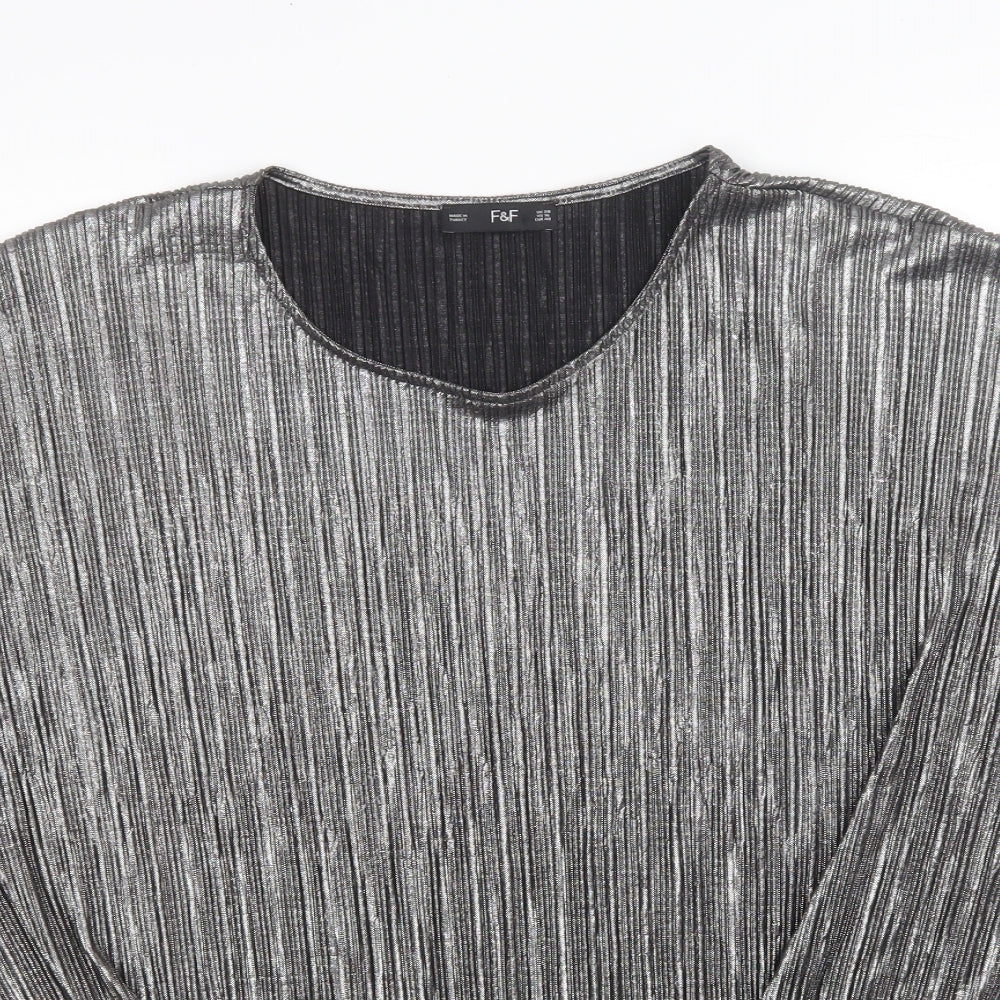 Atmosphere Womens Silver Polyester Jersey Blouse Size 20 Round Neck