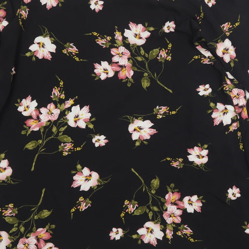 NB Avenue Womens Black Floral Polyester Tunic Blouse Size L Off the Shoulder
