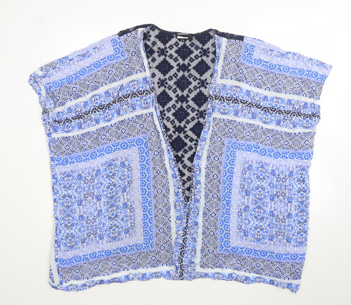 New Look Womens Blue V-Neck Geometric Polyester Vest Jumper Size M