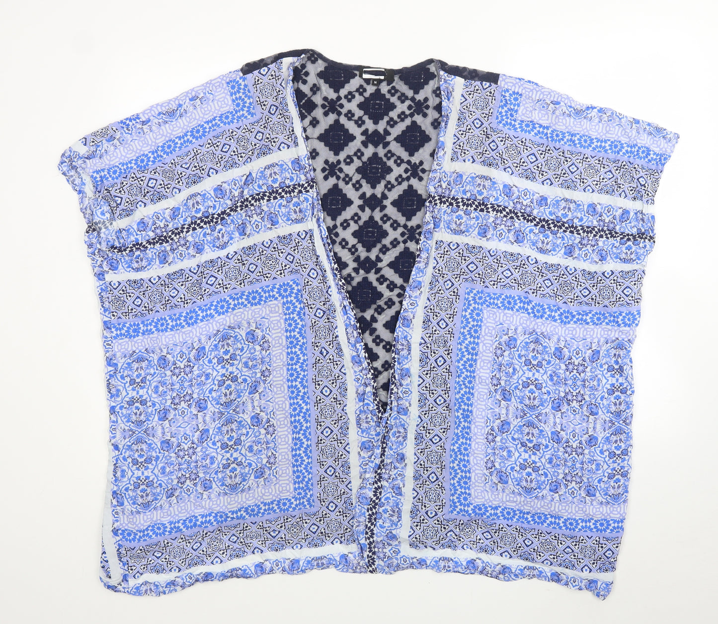 New Look Womens Blue V-Neck Geometric Polyester Vest Jumper Size M