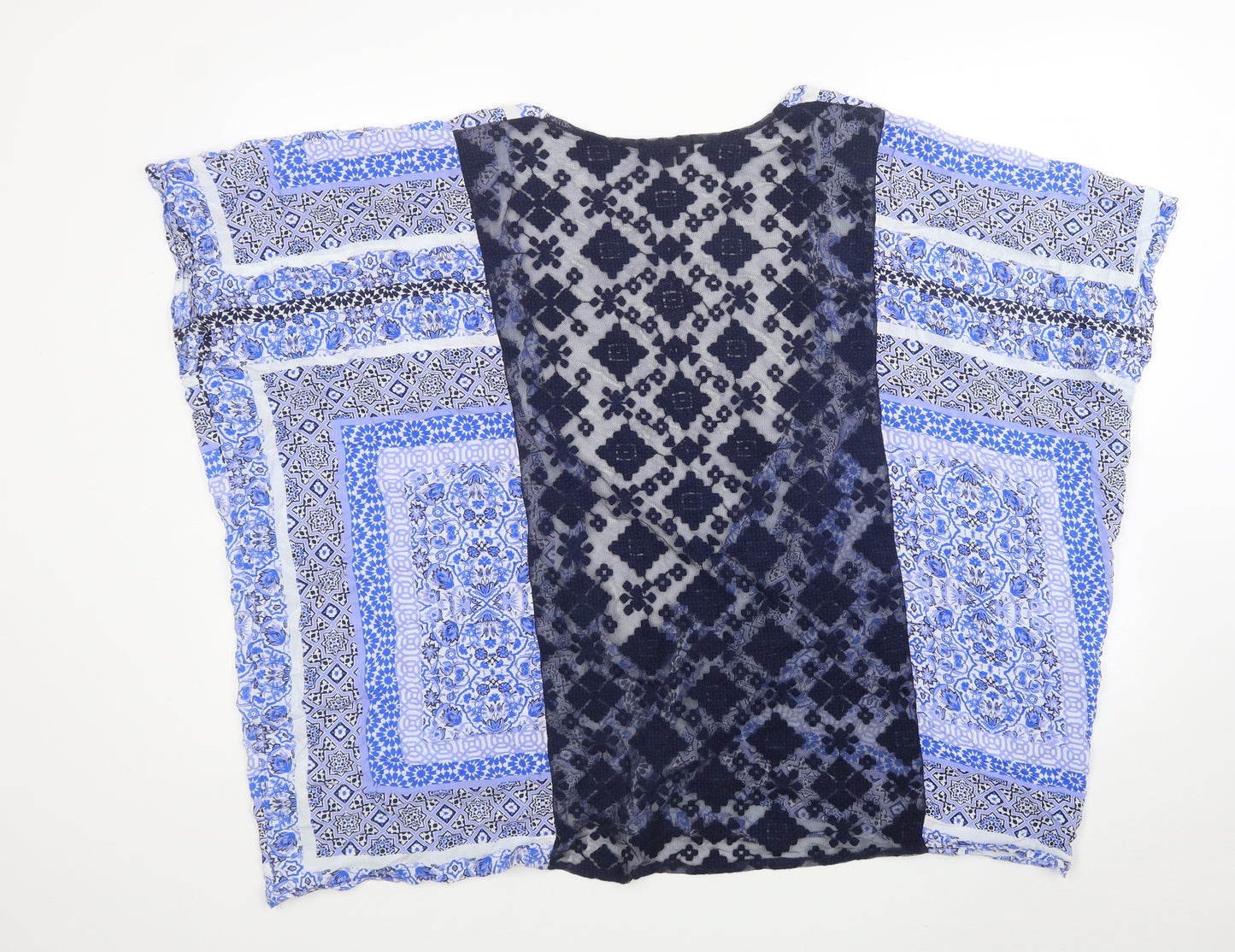 New Look Womens Blue V-Neck Geometric Polyester Vest Jumper Size M