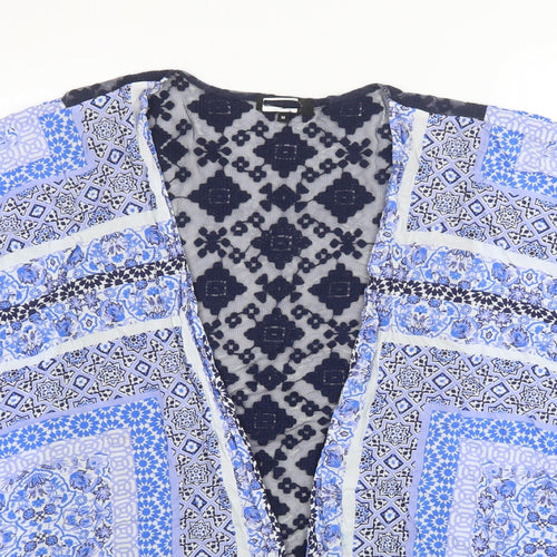 New Look Womens Blue V-Neck Geometric Polyester Vest Jumper Size M