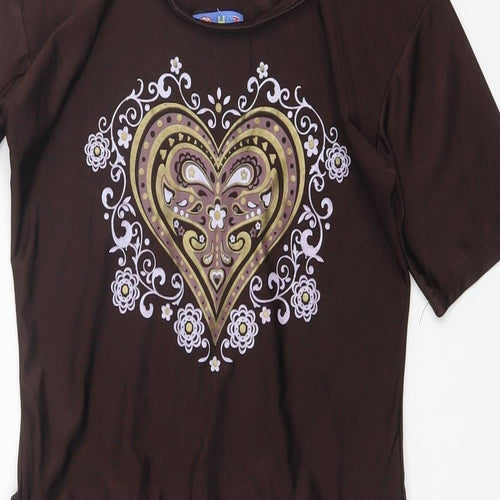 HAT Girls Brown Polyester Unitard One-Piece Size L Pullover - Heart