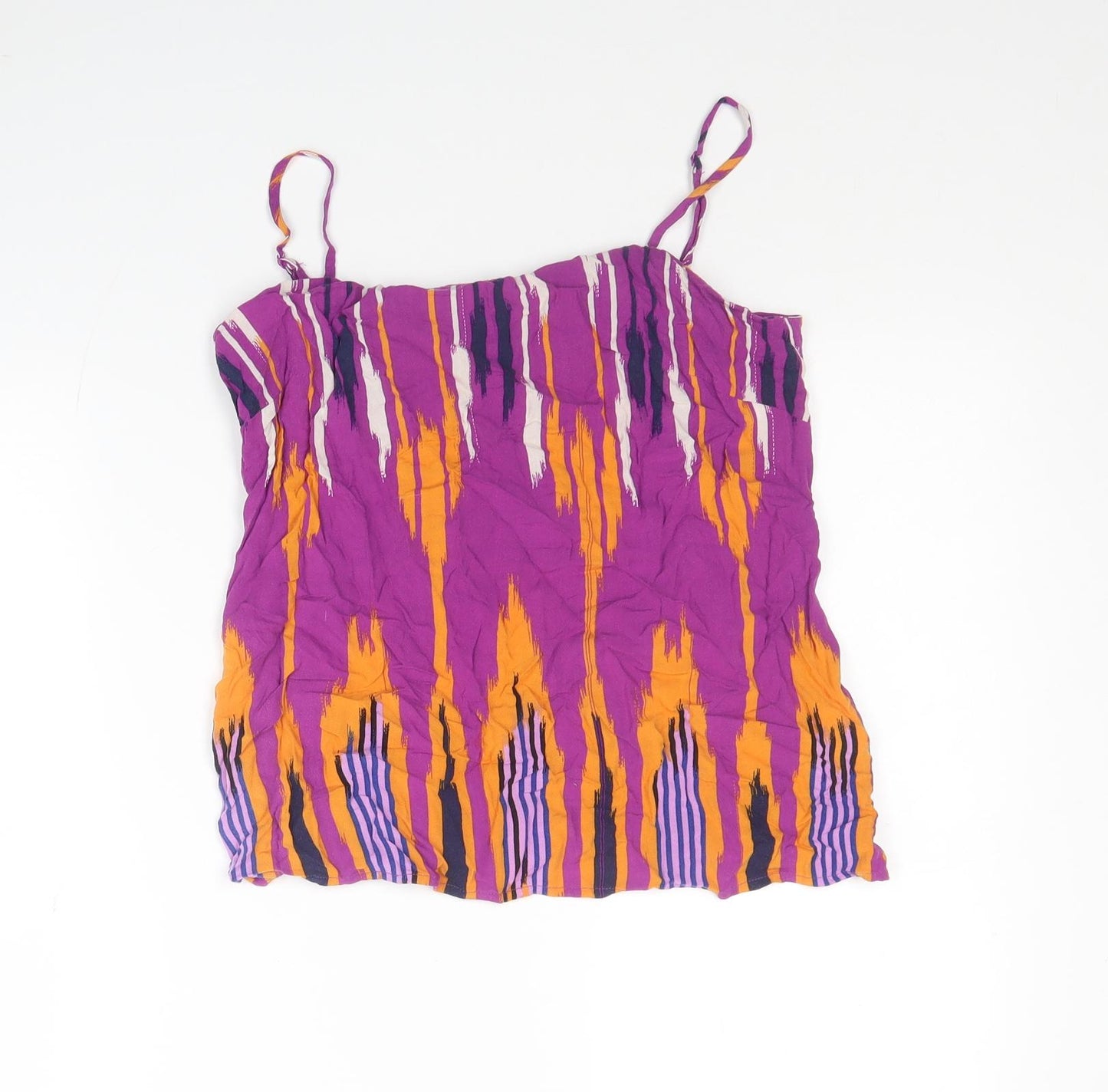 Warehouse Womens Purple Geometric Viscose Basic Tank Size 8 V-Neck