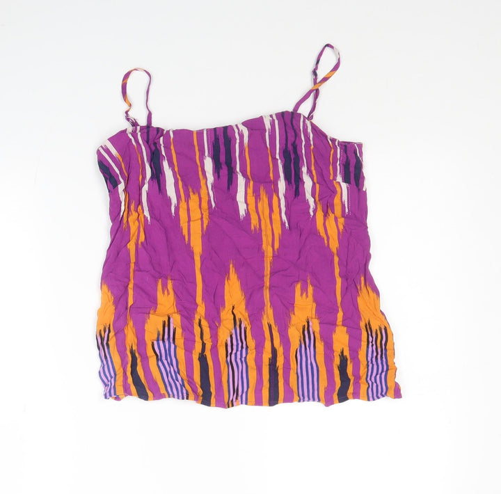 Warehouse Womens Purple Geometric Viscose Basic Tank Size 8 V-Neck