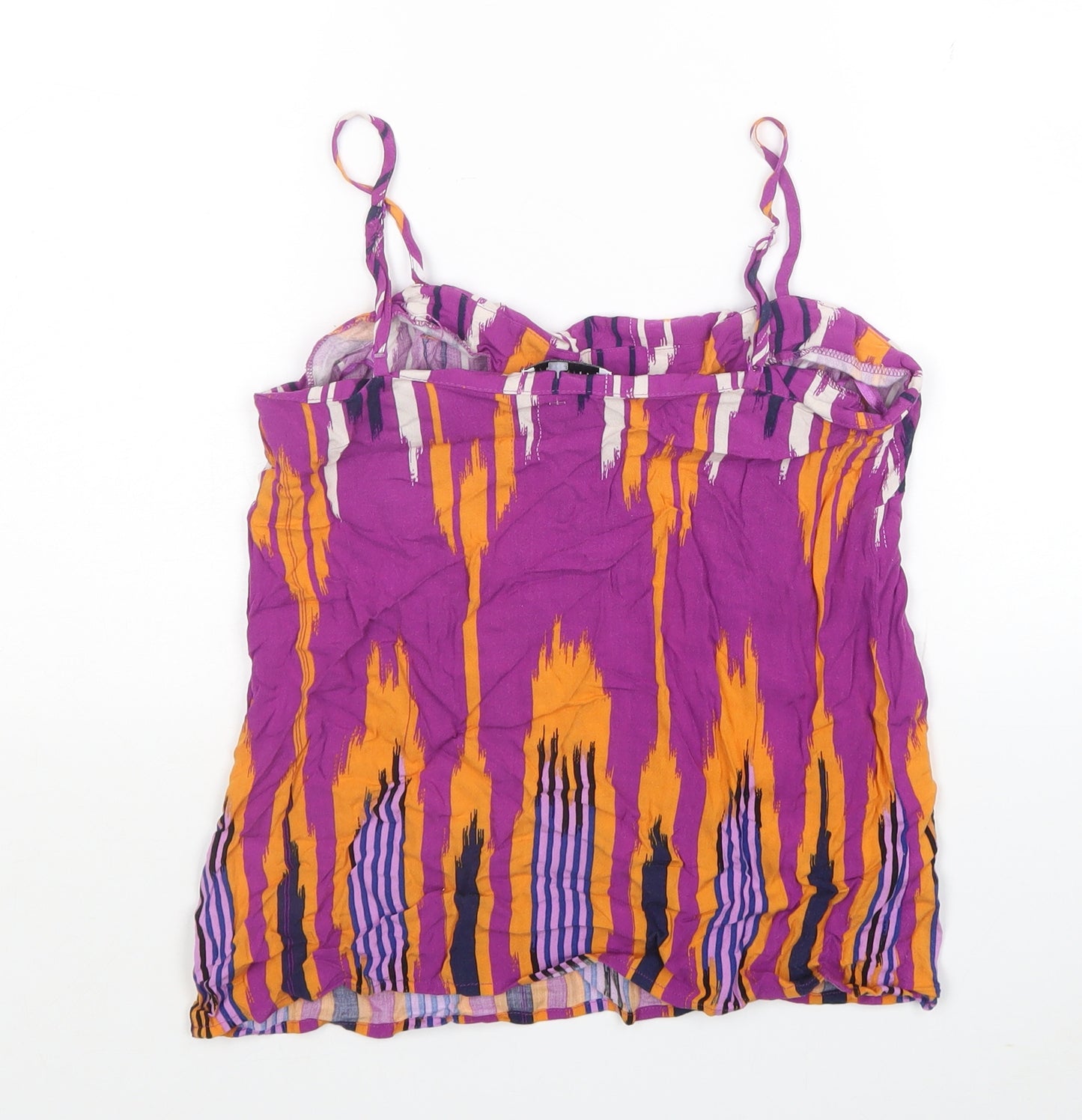 Warehouse Womens Purple Geometric Viscose Basic Tank Size 8 V-Neck