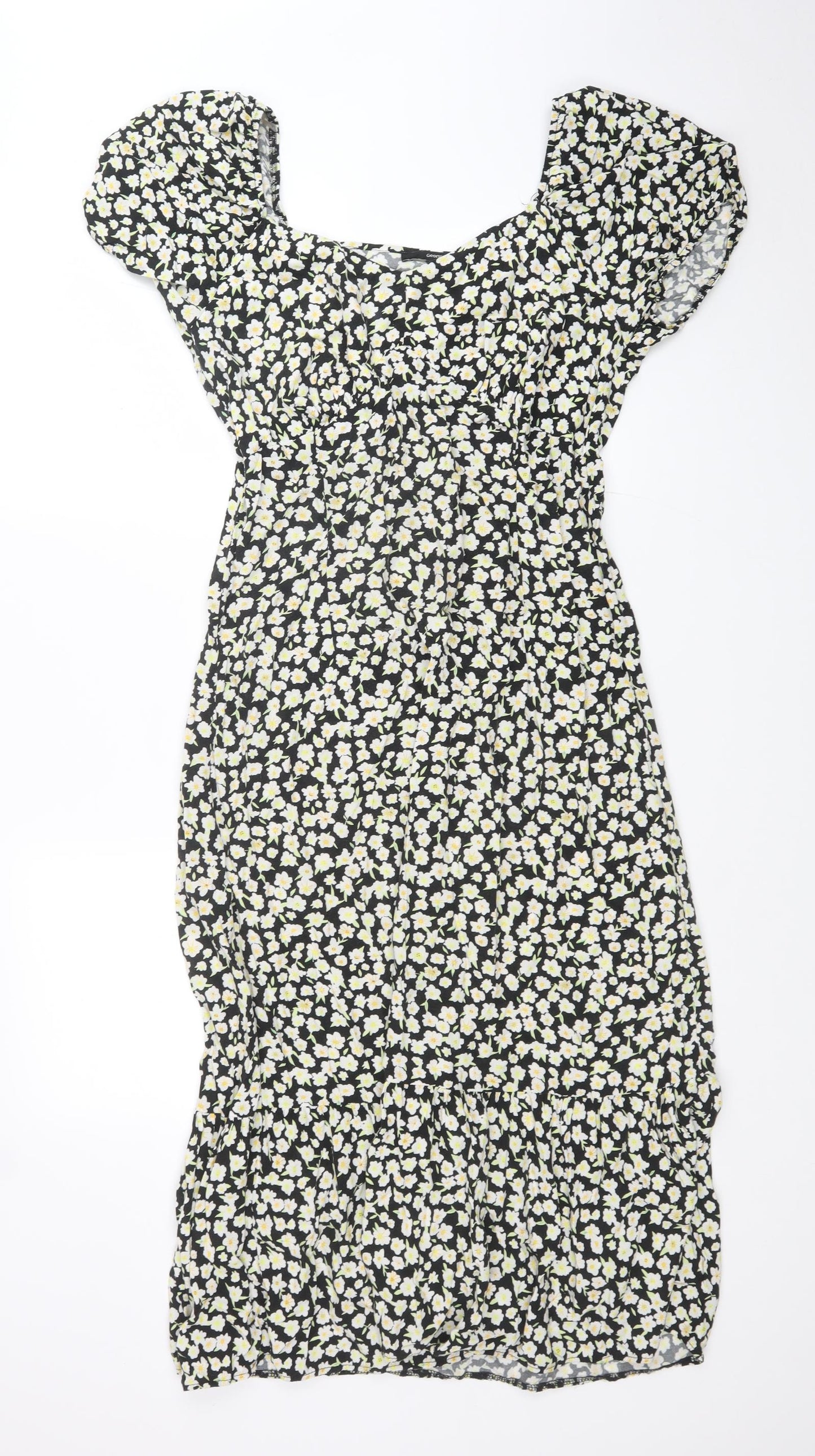 George Womens Black Floral Viscose Maxi Size 14 Sweetheart Pullover
