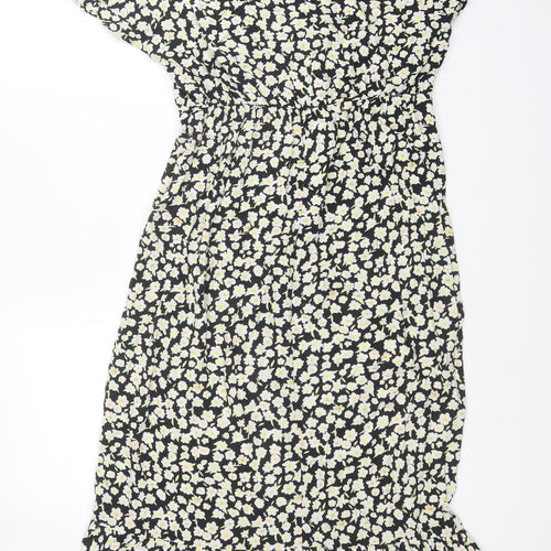 George Womens Black Floral Viscose Maxi Size 14 Sweetheart Pullover