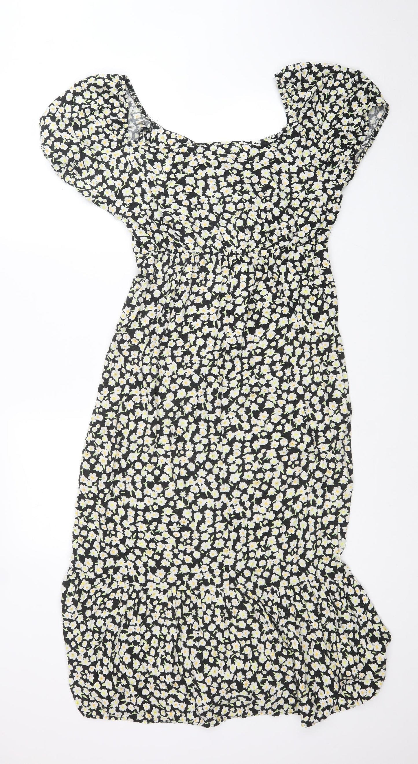 George Womens Black Floral Viscose Maxi Size 14 Sweetheart Pullover
