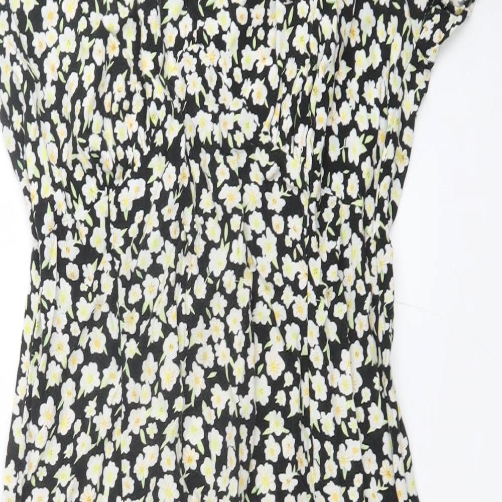 George Womens Black Floral Viscose Maxi Size 14 Sweetheart Pullover
