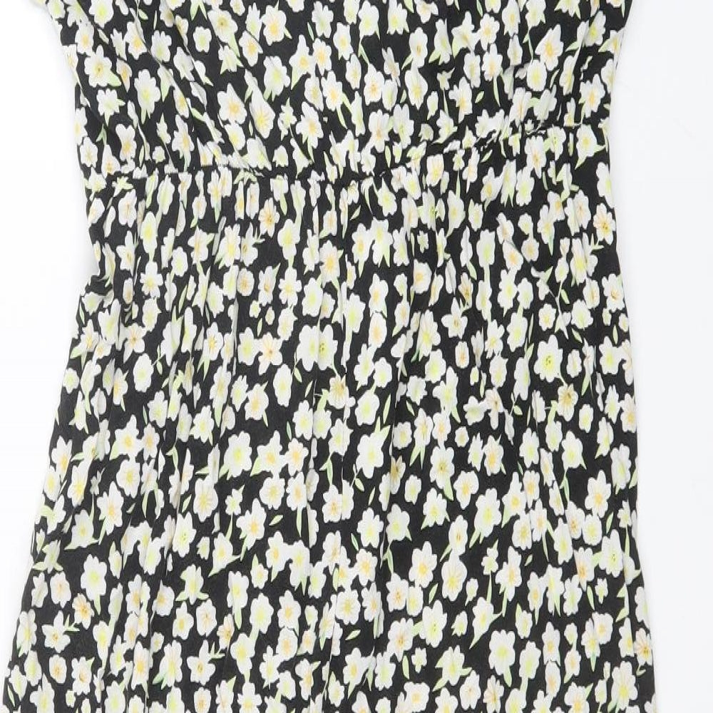 George Womens Black Floral Viscose Maxi Size 14 Sweetheart Pullover