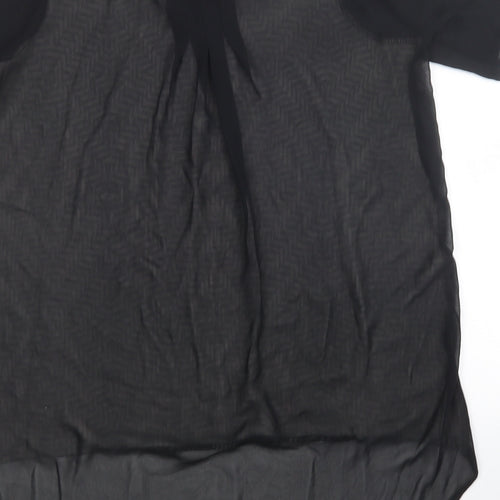 George Womens Black Geometric Polyester Jersey Blouse Size 10 Round Neck