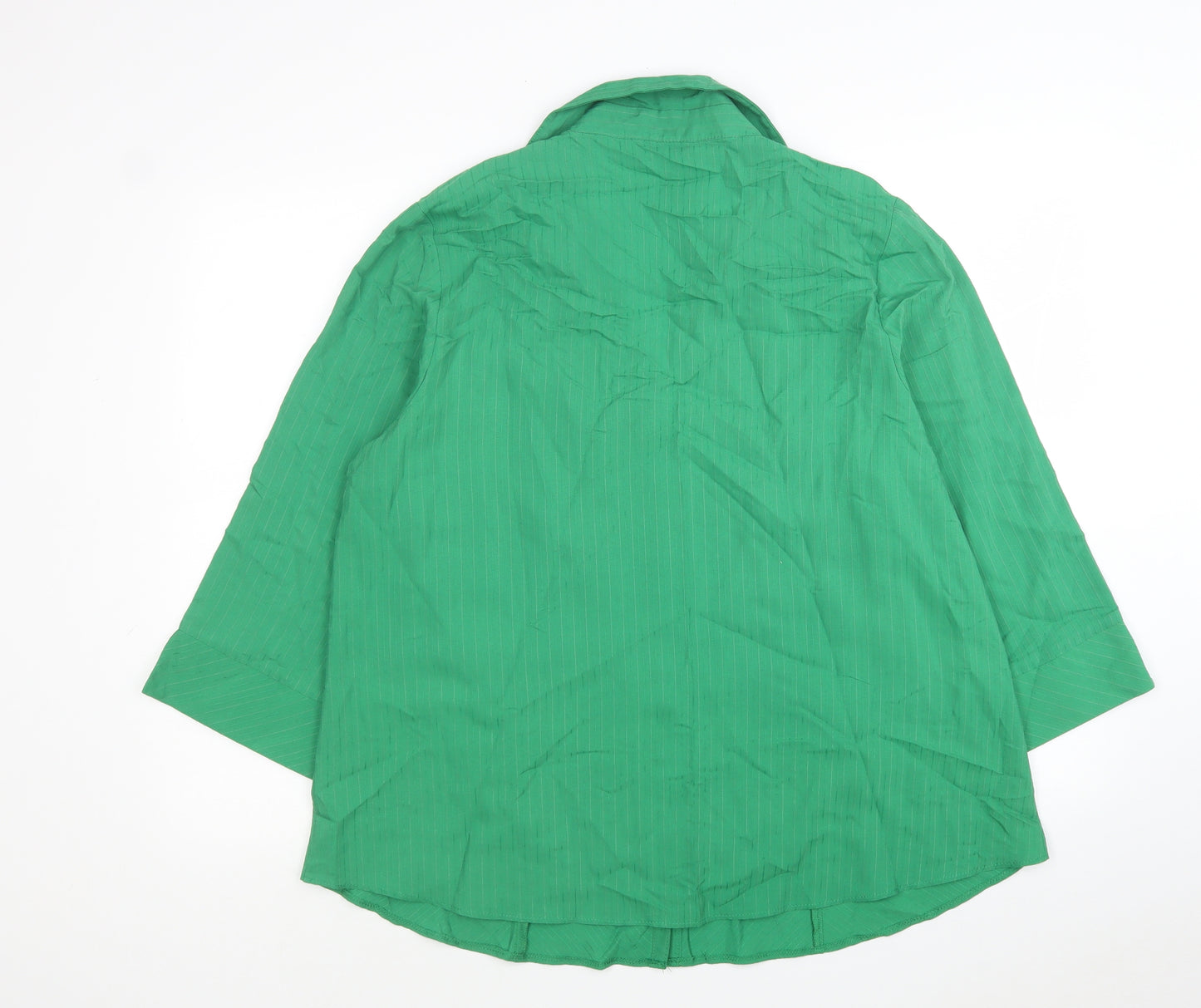 Arcadia Womens Green Striped Viscose Jersey Button-Up Size 20 V-Neck