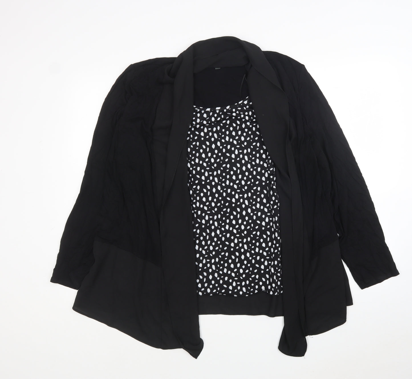 Bonmarché Womens Black Polka Dot Viscose Basic Blouse Size 20 Round Neck