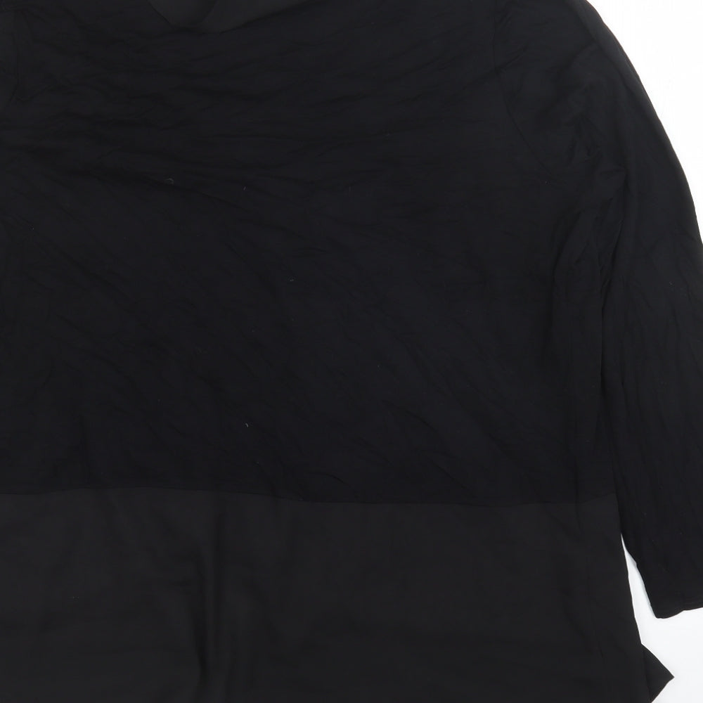 Bonmarché Womens Black Polka Dot Viscose Basic Blouse Size 20 Round Neck