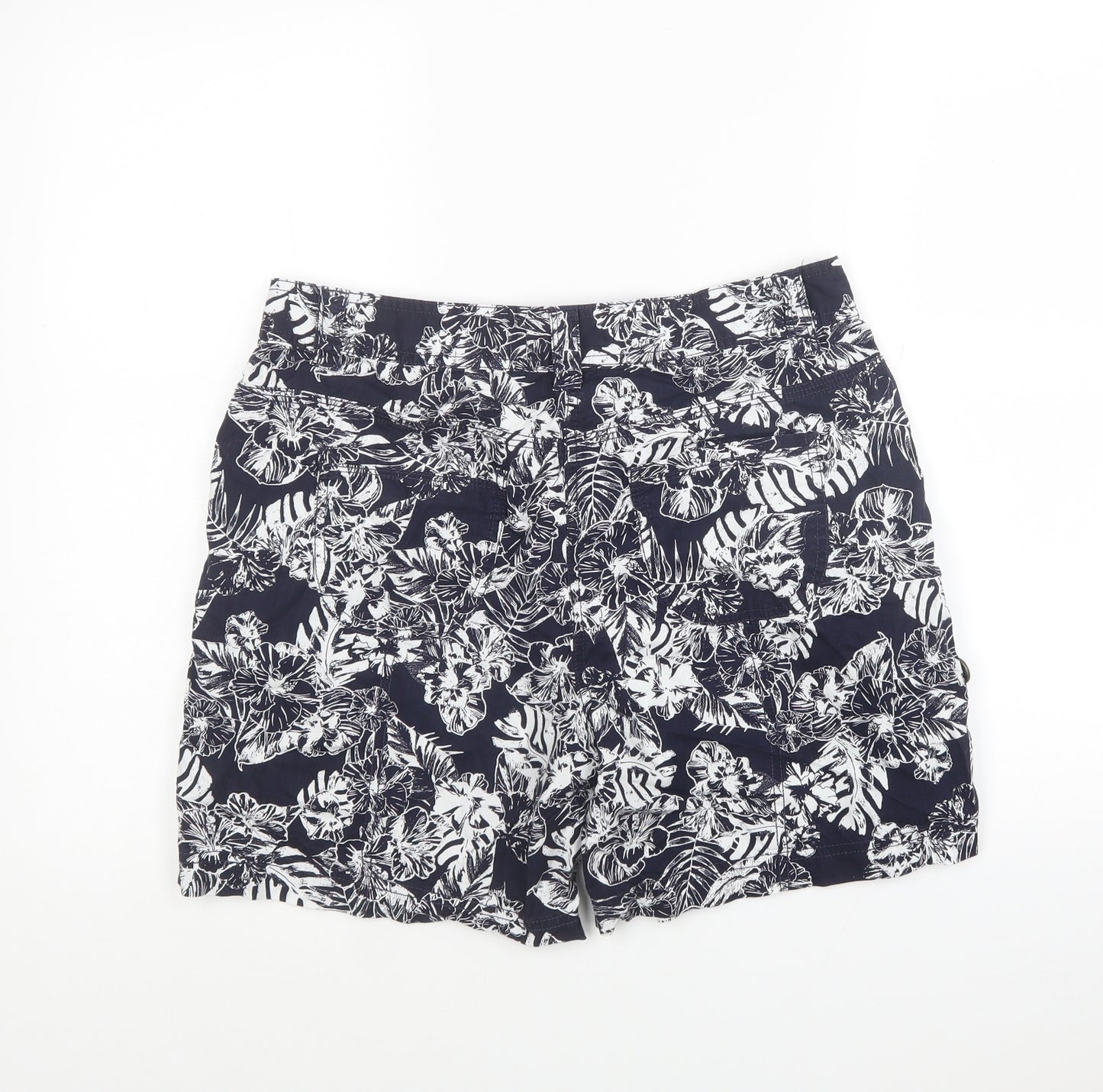 George Womens Black Floral Cotton Bermuda Shorts Size 12 L5 in Regular Button