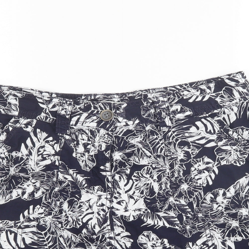George Womens Black Floral Cotton Bermuda Shorts Size 12 L5 in Regular Button