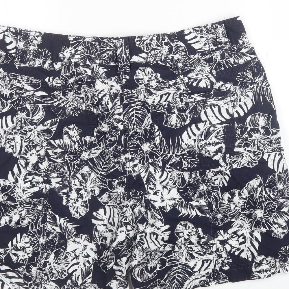 George Womens Black Floral Cotton Bermuda Shorts Size 12 L5 in Regular Button
