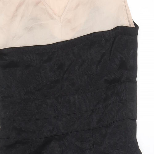 Miss Selfridge Womens Black Colourblock Viscose A-Line Size 12 Scoop Neck Zip