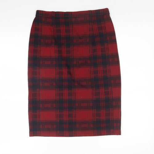 TU Womens Red Plaid Polyester A-Line Skirt Size 10
