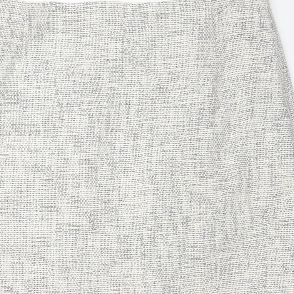 Hobbs Womens Beige Geometric Cotton A-Line Skirt Size 14 Zip