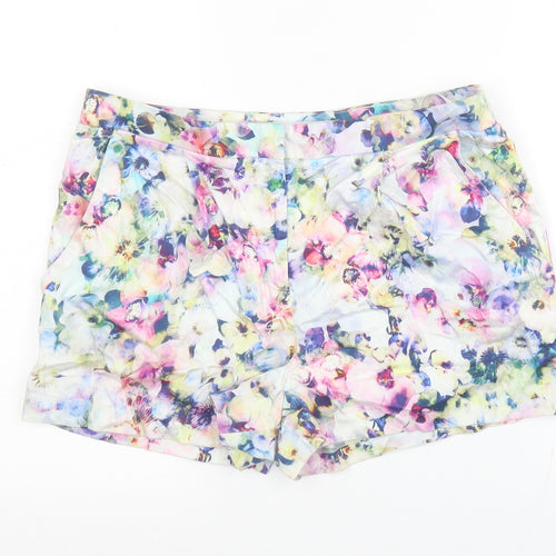 Forever New Womens Multicoloured Floral Cotton Hot Pants Shorts Size 10 L3 in Regular Button