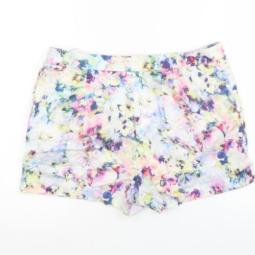Forever New Womens Multicoloured Floral Cotton Hot Pants Shorts Size 10 L3 in Regular Button