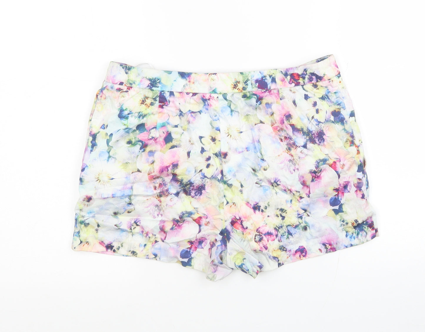 Forever New Womens Multicoloured Floral Cotton Hot Pants Shorts Size 10 L3 in Regular Button