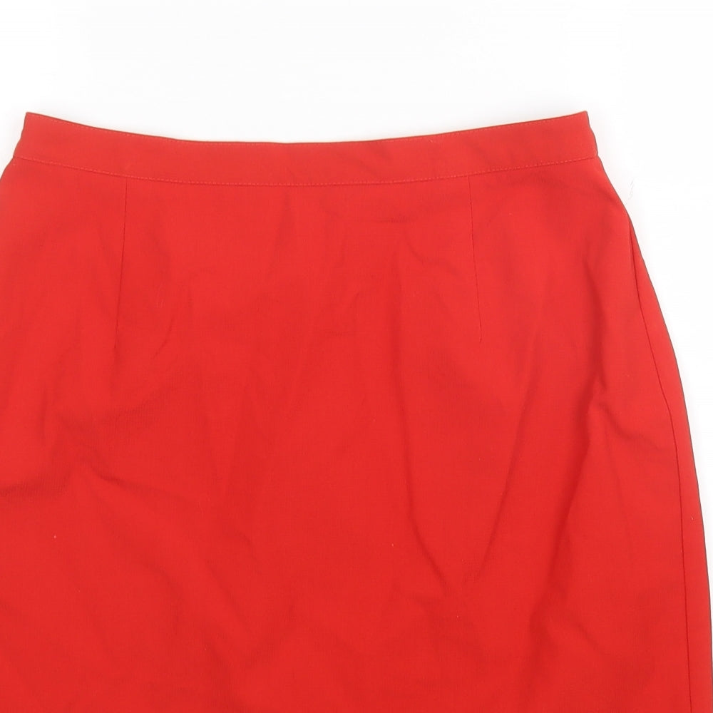 Today's Woman Womens Red Polyester A-Line Skirt Size 12 Zip