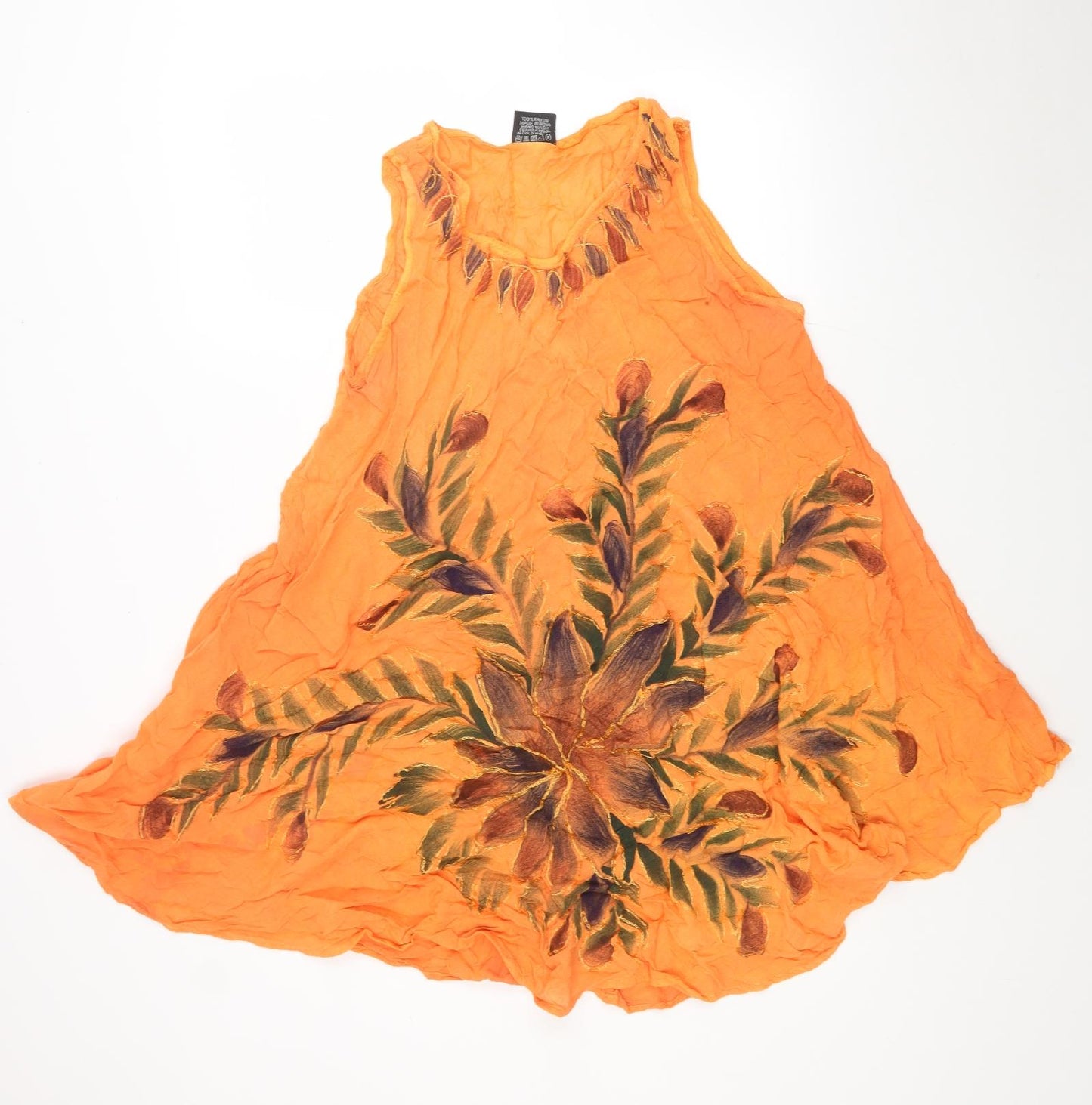 J.D. Womens Orange Geometric Rayon Tank Dress One Size Round Neck Pullover