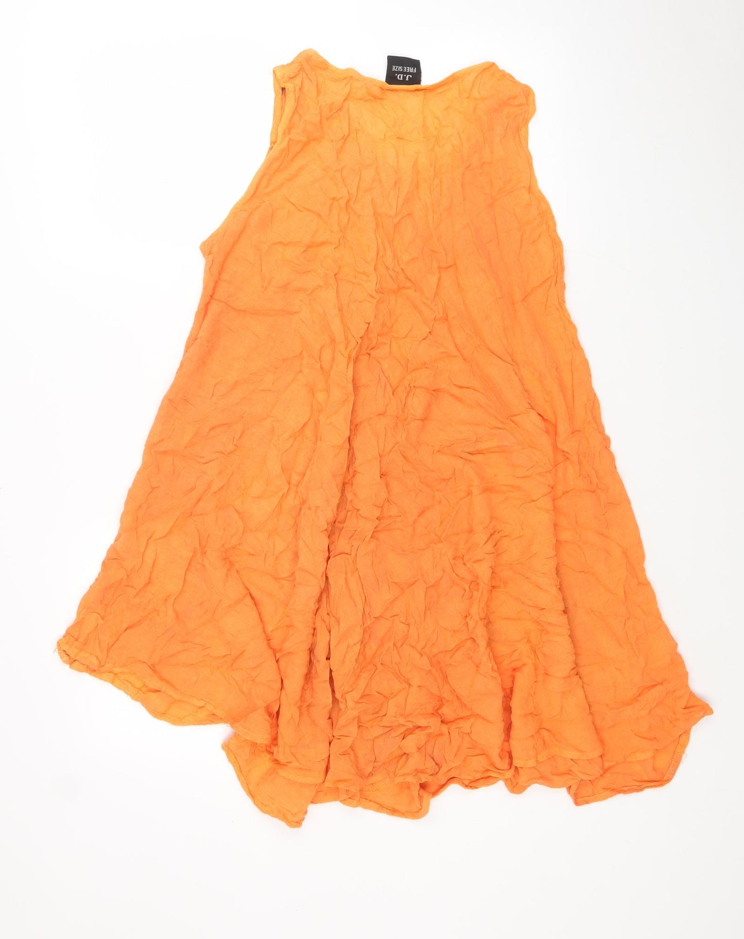 J.D. Womens Orange Geometric Rayon Tank Dress One Size Round Neck Pullover