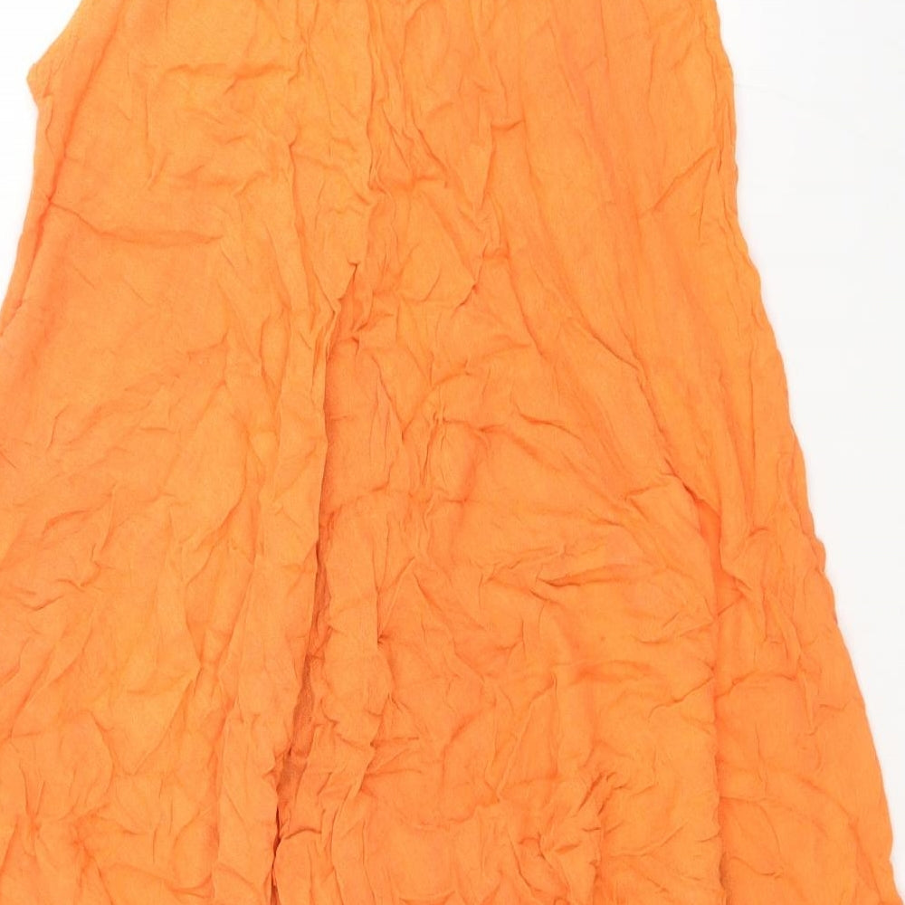 J.D. Womens Orange Geometric Rayon Tank Dress One Size Round Neck Pullover