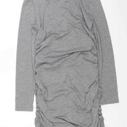 SheIn Womens Grey Polyester Bodycon Size L V-Neck Pullover