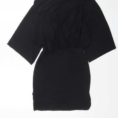Boohoo Womens Black Polyester A-Line Size 8 V-Neck Pullover