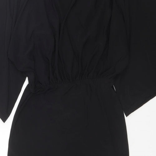 Boohoo Womens Black Polyester A-Line Size 8 V-Neck Pullover