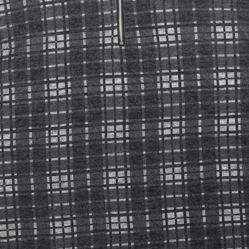 Peacocks Womens Grey Plaid Polyester Basic Blouse Size 12 Round Neck