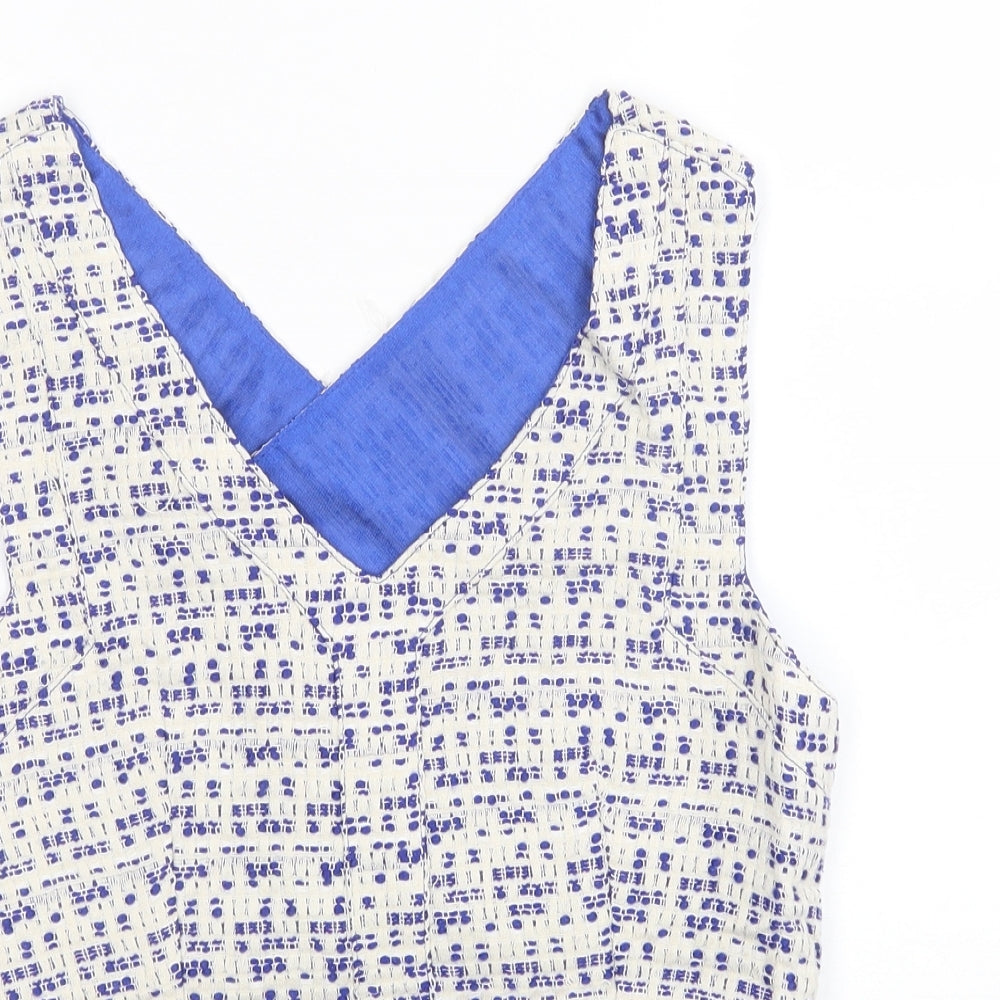 Drole de copine Womens White Geometric Polyester Cropped Blouse Size S V-Neck