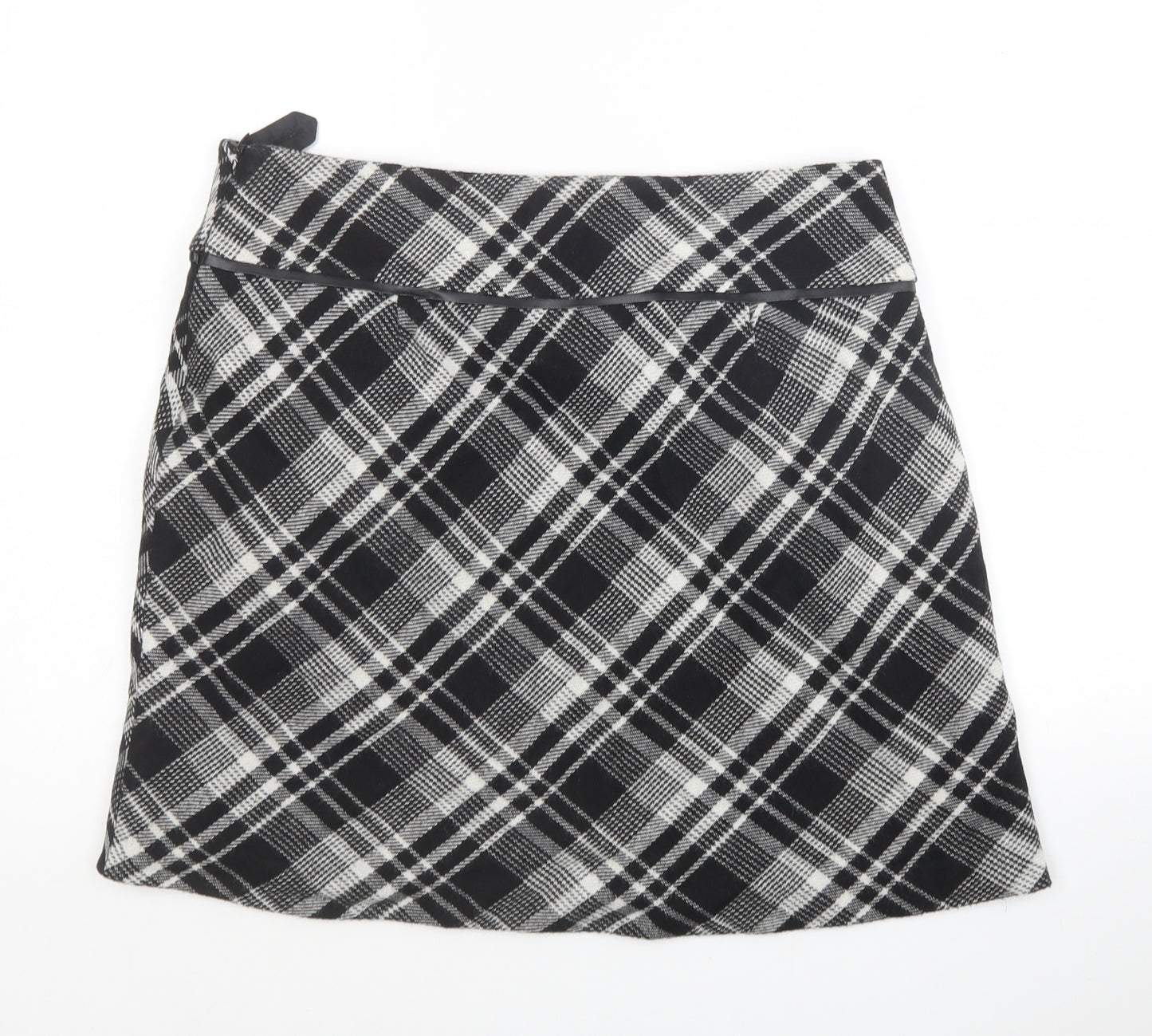 Wallis Womens Black Plaid Acrylic Mini Skirt Size 14 Zip