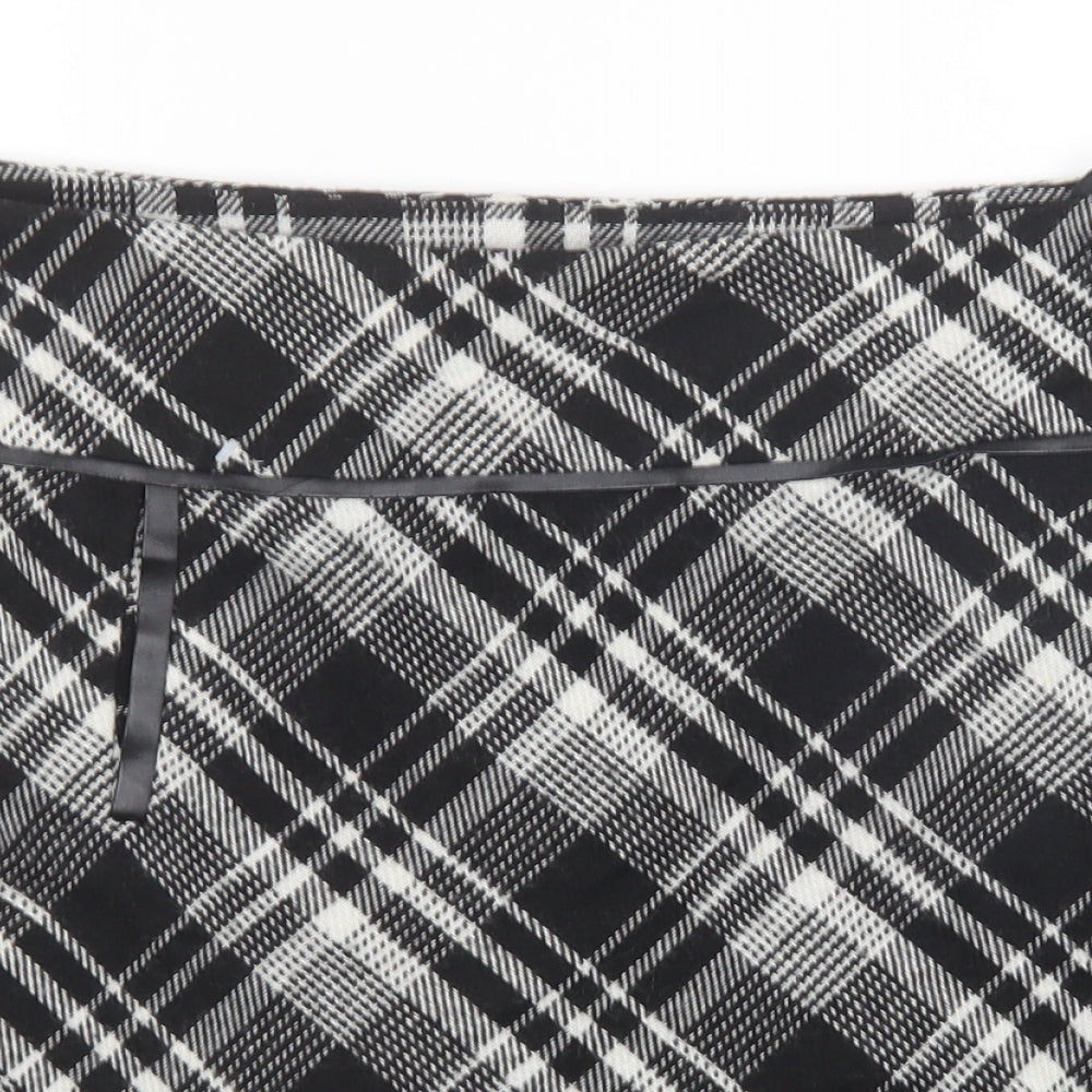 Wallis Womens Black Plaid Acrylic Mini Skirt Size 14 Zip